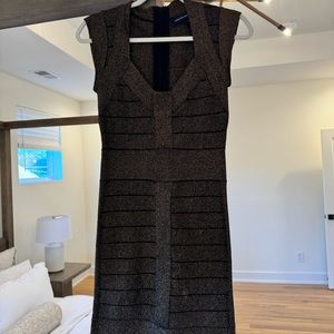 French Connection Black and Gold Bandage Dress - Like New, Flattering